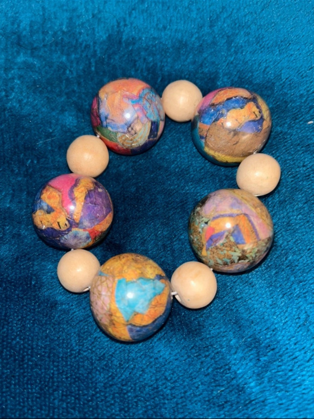 Boho Wooden Colorful Beaded Stretch Bracelet